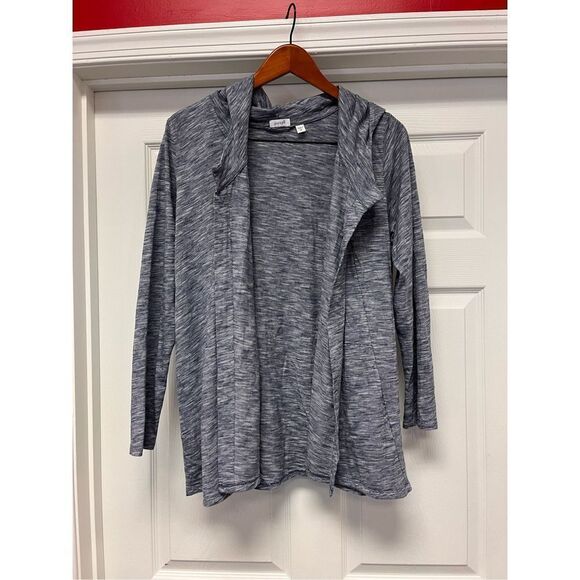 Pure Jill J. Jill Open Front Blue Space Dyed Hoodie sz M EUC - Picture 1 of 6